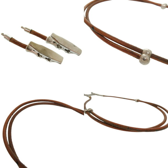 HERMES Brown Leather Bamboo Necklace - Picture 10 of 11